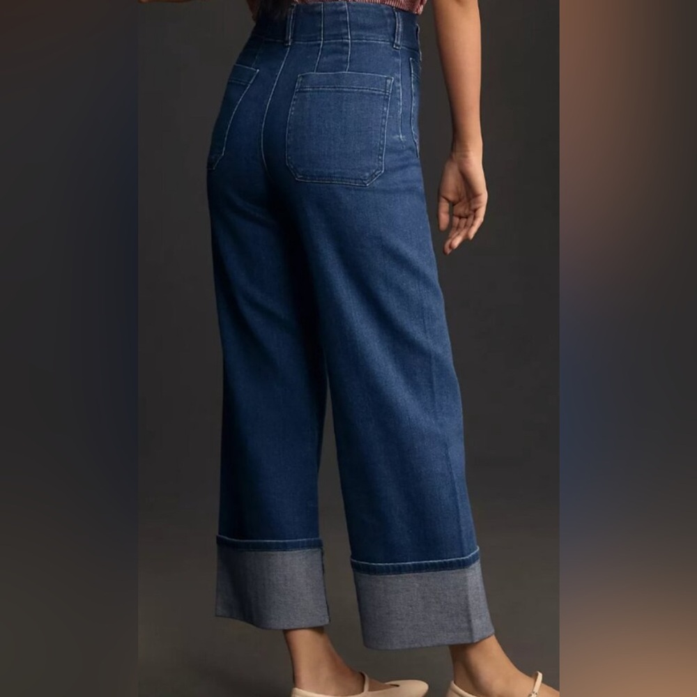 Maeve The Colette Cuffed Wide Leg Jeans Blue Size 30 - Picture 2 of 10